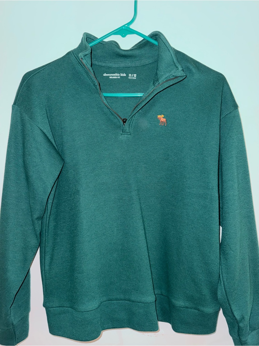 abercrombie kids forest green quarter-zip sweater
